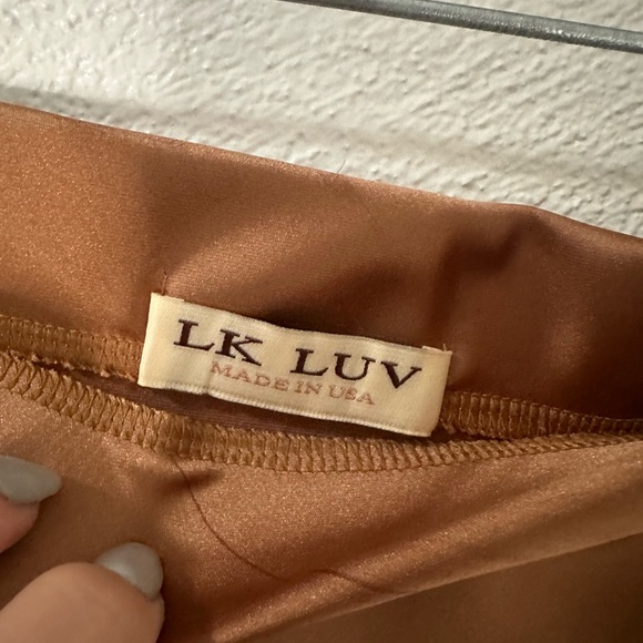 LK LUV Bronze Satin Midi Skirt, Approx. Size S, EUC - Picture 6 of 9